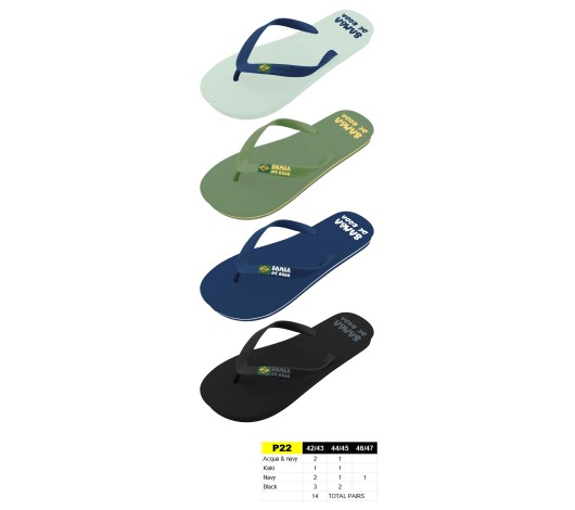 P22 - Tongs Homme - du 42 au 47 - 4 couleurs - 14 paires 
